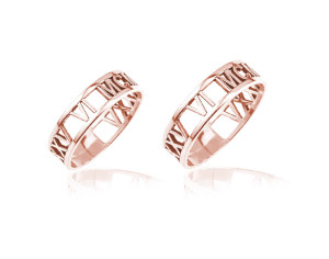 Na święta | Komplet obrączek z datą - 2 sztuki - rose gold