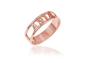 Na święta | Srebrna obrączka ze słowem / imieniem - rose gold