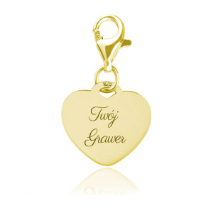Charms serce - 24k złocenie - grawer gratis!