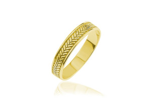 Na święta | Obrączka z jodełką w stylu vintage - 24k złocenie