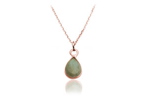 Na święta | Naszyjnik z naturalnym Labradorytem - rose gold