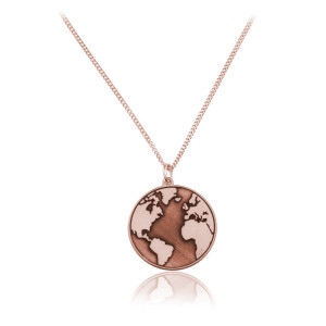 Naszyjnik kula ziemska mapa - rose gold - Grawer Gratis!