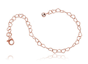 Na święta | Srebrna bransoletka splot serca - rose gold