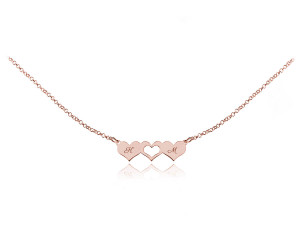 Naszyjnik srebrny Lori - trzy serca - mały - rose gold