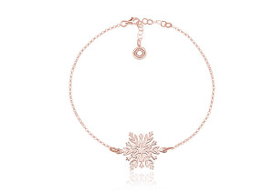 Srebrna bransoletka - Śnieżynka - rose gold