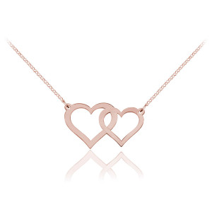 Na święta | Srebrny naszyjnik Dwa Serca - rose gold