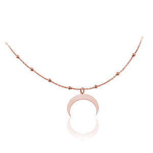 Na święta | Srebrny naszyjnik Lunula II łańcuszek kulki i księżyc - rose gold