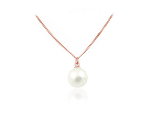 Srebrny naszyjnik Abigail L - z perłą Swarovski® 12mm - Rose Gold