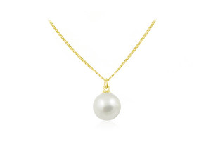 Na święta | Srebrny naszyjnik Abigail M - z perłą Swarovski® 10mm - 24k złocenie
