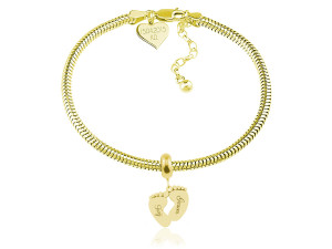 Na święta | Bransoletka do zawieszek modułowych ze Stópkami - Beads - Grawer - 24k złocenie