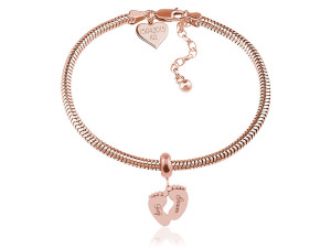 Na święta | Bransoletka do zawieszek modułowych ze Stópkami - Beads - Grawer - rose gold