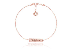Srebrna bransoletka z prostokatną blaszką - rose gold - grawer