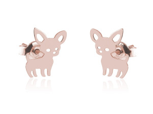 SREBRNE KOLCZYKI - PIESKI CHIHUAHUA - ROSE GOLD