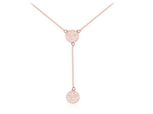 Naszyjnik Madeleine - ażurowa rozeta z krawatką - rose gold