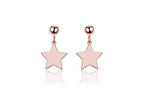 Kolczyki Gwiazdki wiszące - rose gold