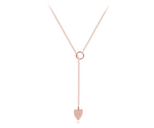 Naszyjnik Danielle - przekładany Serce z kryształkiem - rose gold