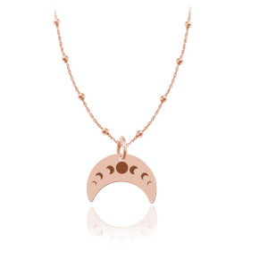 Na święta | Naszyjnik Luba - księżyc Lunula - Fazy Księżyca - Grawer - rose gold