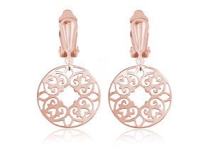 Na święta | Srebrne klipsy Camille z rozetą - rose gold