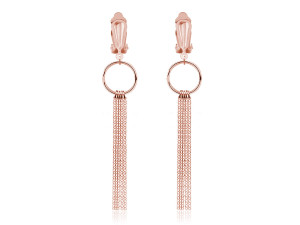 Srebrne klipsy Regina z łańcuszkami - rose gold