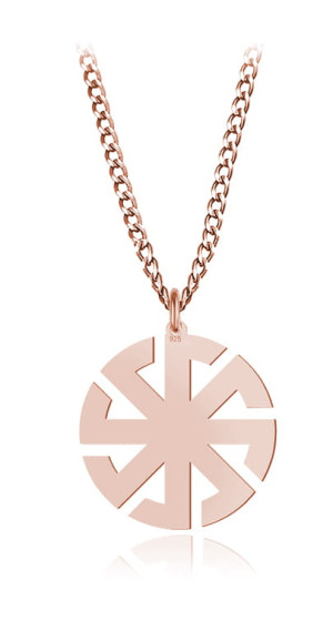 Na święta | Srebrny naszyjnik Słowiański Kołowrót Swarga Swarożyca Swarzyca - gruby łańcuszek - rose gold