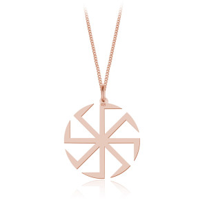 Srebrny naszyjnik Słowiański Kołowrót Swarga Swarożyca Swarzyca II - rose gold