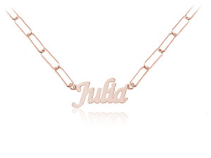 Naszyjnik z dowolnym imieniem / słowem - gruby łańcuszek - rose gold