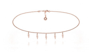 Na święta | Naszyjnik Jaelle - Choker łańczuszek z piórkami - rose gold