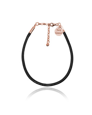 Bransoletka Rzemień z okuciami i kółeczkiem - grawer - rose gold