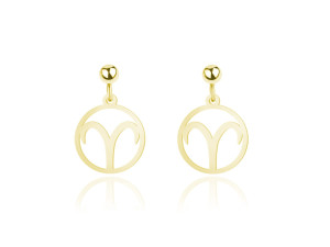 Na święta | Srebrne kolczyki Znaki Zodiaku - 24k złocenie