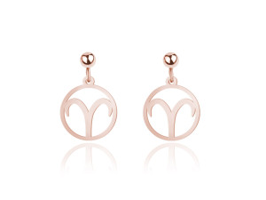 Na święta | Srebrne kolczyki Znaki Zodiaku - rose gold