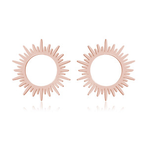 Na święta | Srebrne kolczyki Salina - Słońce - sztyfty - rose gold
