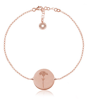 Kwiaty Polskie - Bransoletka z Niezapominajką rose gold - Grawer