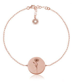 Na święta | Kwiaty Polskie - Bransoletka z Chabrem - rose gold - Grawer