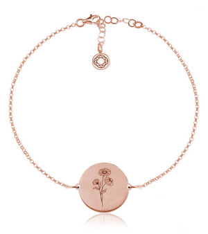 Na święta | Kwiaty Polskie - Bransoletka z Rumiankiem rose gold - Grawer