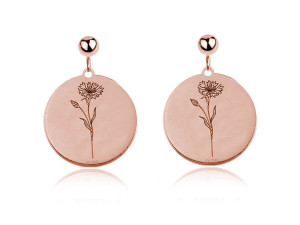Na święta | Kwiaty Polskie - Kolczyki z Chabrem - rose gold