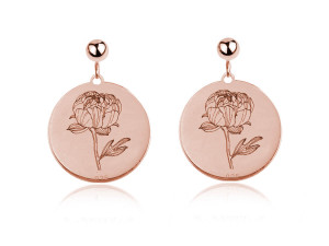 Na święta | Kwiaty Polskie - Kolczyki z Peonią - rose gold