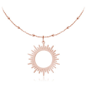 Srebrny naszyjnik Salina - Słońce - łańcuszek kulki - rose gold