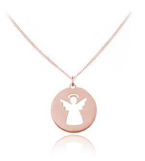 Na święta | Naszyjnik Aniołek - Pamiątka I Komunii Św. - rose gold