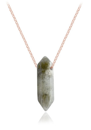 Srebrny naszyjnik łańcuszek z Labradorytem - duży - rose gold