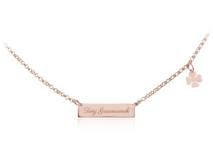 Naszyjnik z Koniczynką i Grawerem - Srebro 925 Rose Gold