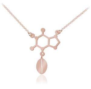 Srebrny naszyjnik Kofeina - Ziarno Kawy - rose gold