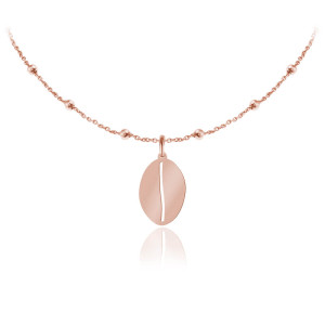 Na święta | Srebrny naszyjnik - Ziarno Kawy - łańcuszek kulki - rose gold