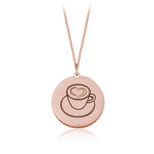 Na święta | Srebrny naszyjnik - Kawa i Filiżanka - Coffe Lover - Grawer - rose gold
