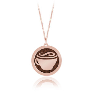 Srebrny naszyjnik - Kawa i Filiżanka II - Coffe Lover - Grawer - rose gold