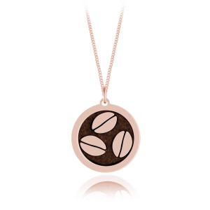 Na święta | Srebrny naszyjnik - Ziarna Kawy - Coffe Lover - Grawer - rose gold