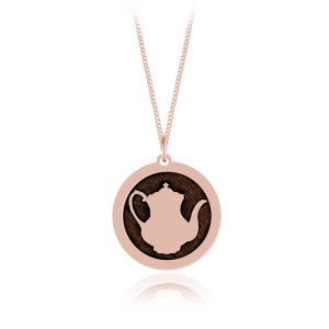 Na święta | Srebrny naszyjnik - Imbryk - Coffe Lover - Grawer - rose gold