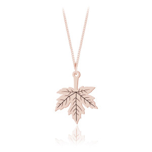 Srebrny naszyjnik - Maple - Liść Klonu - Grawer - rose gold