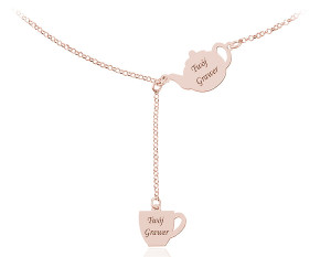 Srebrny naszyjnik - Kawa czy Herbata - Grawer - rose gold