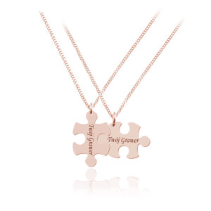 Na święta | Srebrny komplet naszyjnikow Puzzle - Grawer - rose gold