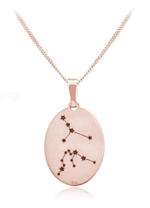 Naszyjnik srebrny dwa znaki zodiaku - rose gold - grawer